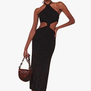 NEW JUMISEE Women Halter Knit Maxi Knot Cut Out Bodycon Long Dress. Size…
